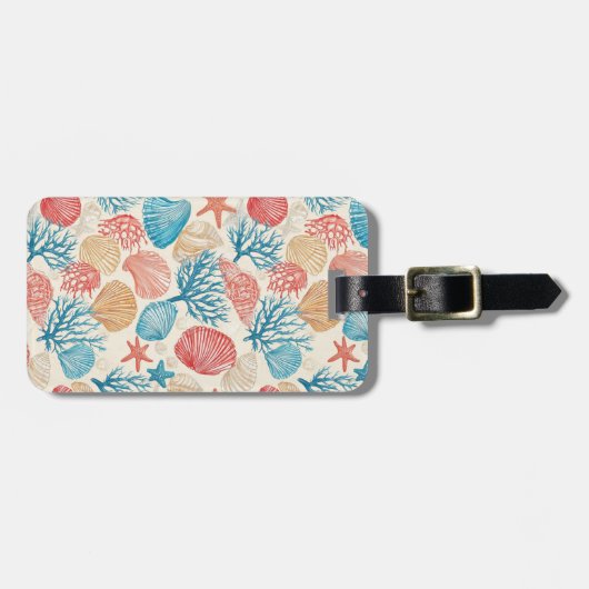 Rustic Coastal - Zeeschelpen, Zeesterren, Rif (7) Bagagelabel (Voorkant horizontaal)