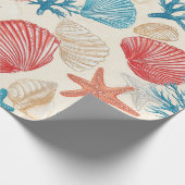 Rustic Coastal - Zeeschelpen, Zeesterren, Rif (7) Cadeaupapier (Hoek)