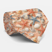 Rustic Coastal - Zeeschelpen, Zeesterren, Rif (8) Stropdas (Opgerold)