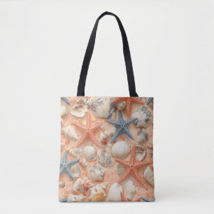 Rustic Coastal - Zeeschelpen, Zeesterren, Rif (8) Tote Bag
