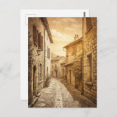 Rustic Cobblestone Streets European Village  Briefkaart (Voorkant / Achterkant)