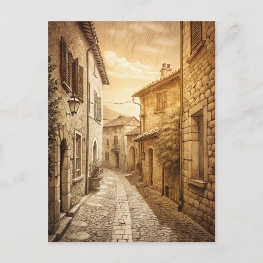 Rustic Cobblestone Streets European Village  Briefkaart (Voorkant)