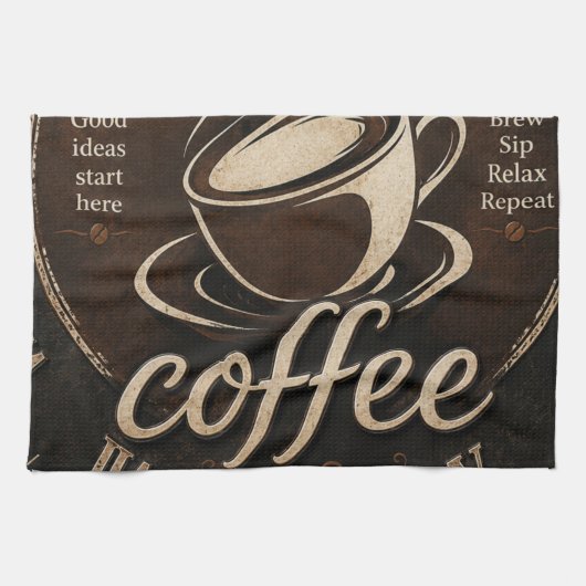 Rustic Coffee Bar Decor Gift Theedoek (Horizontaal)