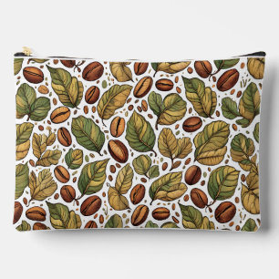 Rustic Coffee Bean & Leaf Patroon Print Cut Sew Ta Etui