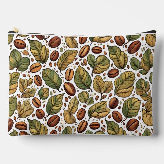 Rustic Coffee Bean & Leaf Patroon Print Cut Sew Ta Etui (Voorkant)