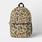 Rustic Coffee Bean & Leaf Pattern Backpack - Uniqu Bedrukte Rugzak (Voorkant)