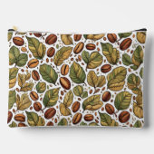 Rustic Coffee Bean & Leaf Pattern Print Cut Sew Ba Etui (Voorkant)