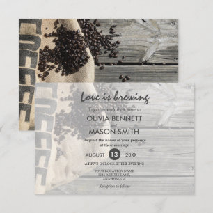 Rustic Coffee Bean-Love is Brewing Weddenkaart Kaart