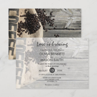 Rustic Coffee Bean-Love is Brewing Weddenkaart Kaart