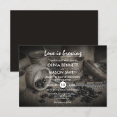 Rustic Coffee Bean-Love is het brouwen van bruilof Kaart (Voorkant / Achterkant)