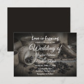 Rustic Coffee Bean-Love is het brouwen van bruilof Kaart (Voorkant / Achterkant)