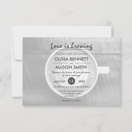 Rustic Coffee Bean-Love is het brouwen van bruilof Kaart (Voorkant)