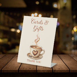 Rustic Coffee Birdal Douche Kaarten en geschenken Reclamebord Met Voetstuk