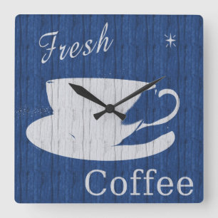 Rustic Coffee Clock Vierkante Klok