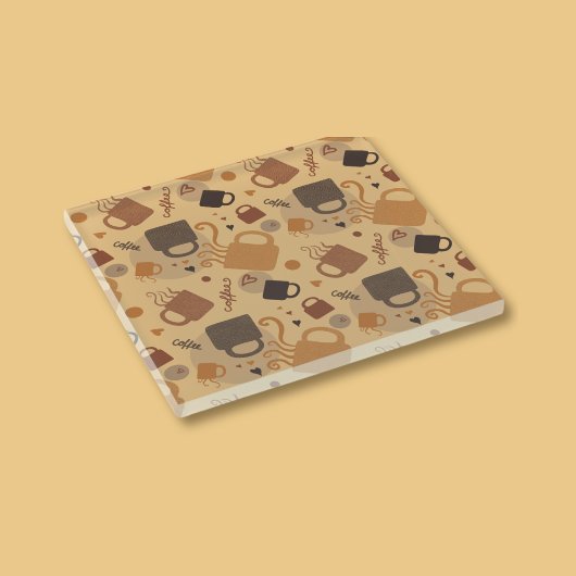 Rustic Coffee Love - Mok en hartpatroon Glazen Onderzetter