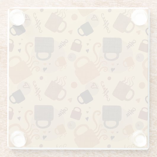 Rustic Coffee Love - Mok en hartpatroon Glazen Onderzetter (Achterkant)