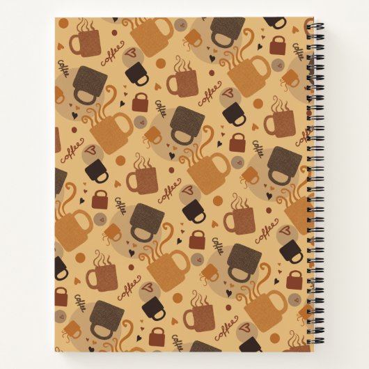 Rustic Coffee Love - Mok en hartpatroon Notitieboek (Achterkant)