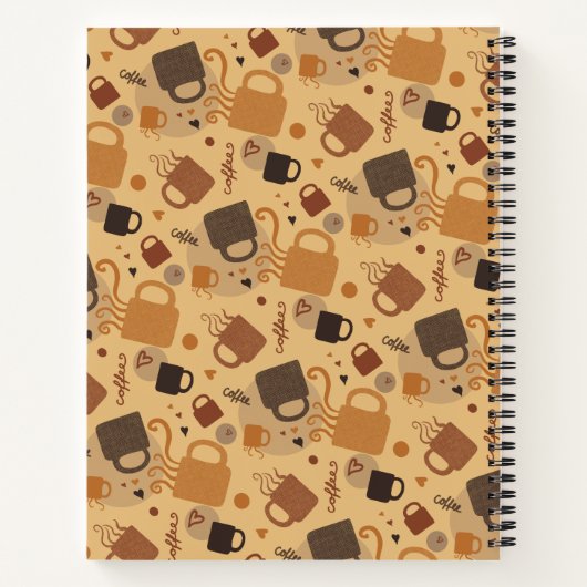 Rustic Coffee Love - Mok en hartpatroon Notitieboek (Achterkant)