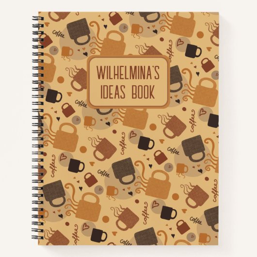 Rustic Coffee Love - Mok en hartpatroon Notitieboek (Voorkant)