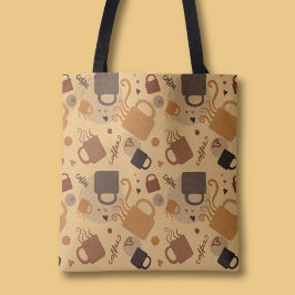 Rustic Coffee Love - Mok en hartpatroon Tote Bag