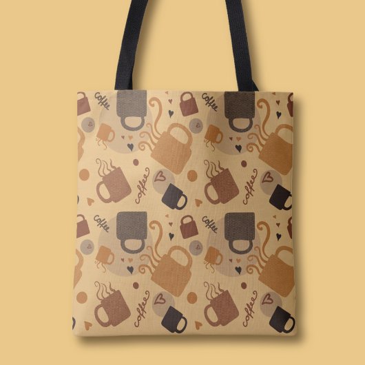 Rustic Coffee Love - Mok en hartpatroon Tote Bag