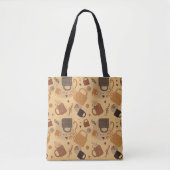 Rustic Coffee Love - Mok en hartpatroon Tote Bag (Voorkant)