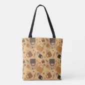 Rustic Coffee Love - Mok en hartpatroon Tote Bag (Achterkant)