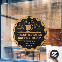 Rustic Coffee Shop Cup Business Front aanpassen Raamsticker