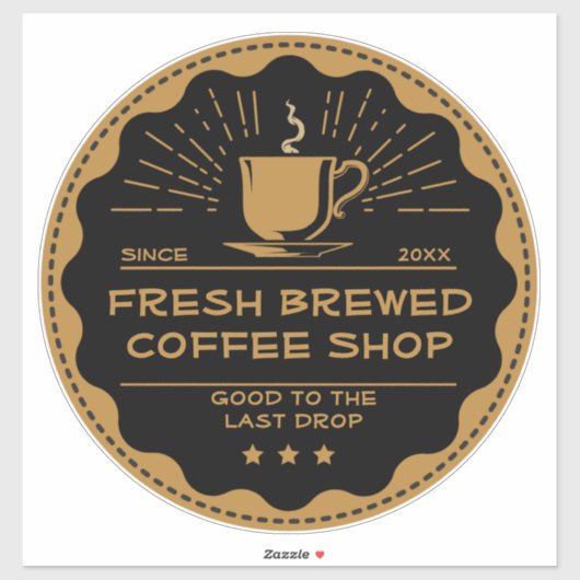 Rustic Coffee Shop Cup Business Front aanpassen Sticker (Vel)
