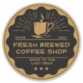 Rustic Coffee Shop Cup Business Front aanpassen Sticker (Voorkant)