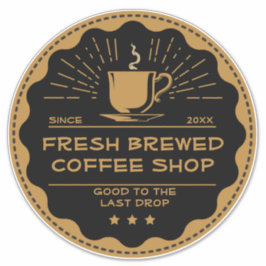 Rustic Coffee Shop Cup Business Front aanpassen Sticker