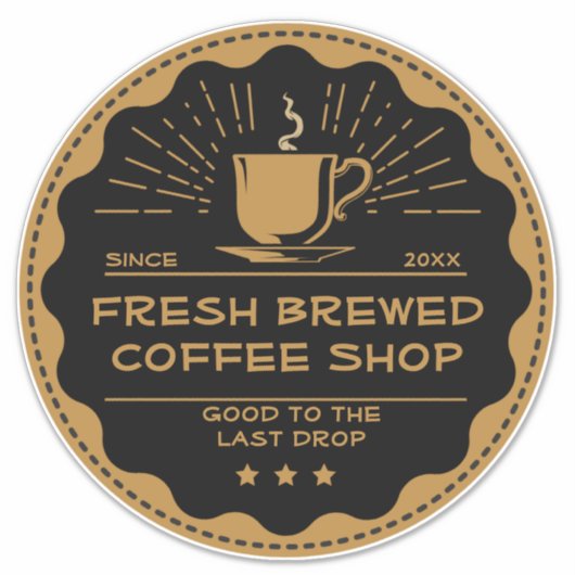 Rustic Coffee Shop Cup Business Front aanpassen Sticker (Voorkant)