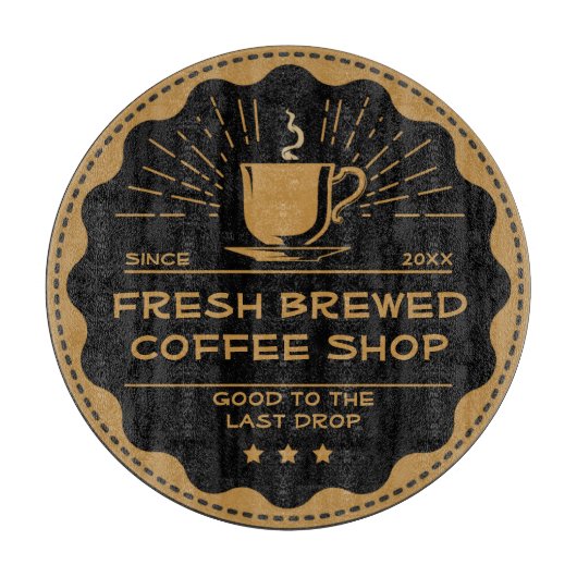 Rustic Coffee Shop Cup Sandwich aanpassen Snijplank (Voorkant)