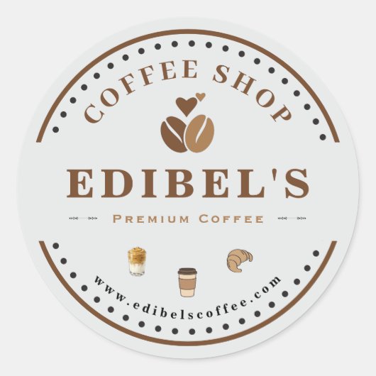 Rustic Coffee Shop Custom Logo Business Branding  Ronde Sticker (Voorkant)