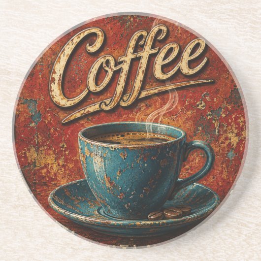 Rustic Coffee Zandsteen Onderzetter (Voorkant)