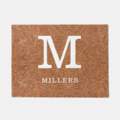 Rustic Coir Familienaam Monogram Initiaal Deurmat (Voorkant)