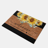 Rustic Coir Familienaam Sunflower Welkom Deurmat (Schuin)
