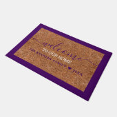 Rustic Coir Paars Welkomstnaam Deurmat (Schuin)