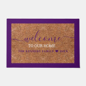 Rustic Coir Paars Welkomstnaam Deurmat (Voorkant)