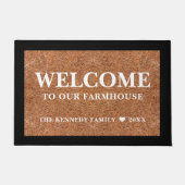 Rustic Coir Welcome To Our Farmhouse Family Name   Deurmat (Voorkant)