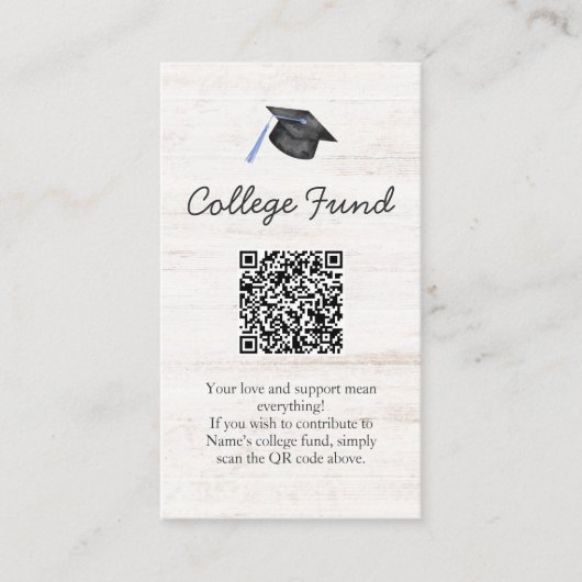 Rustic College Fonds Afstudeer QR Code Informatiekaartje (Voorkant)