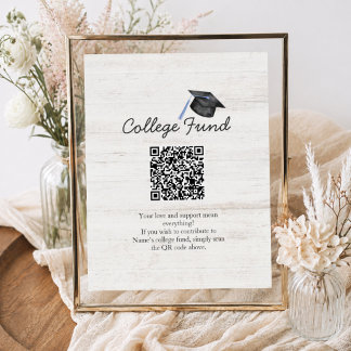 Rustic College Fonds Afstudeer QR Code Poster