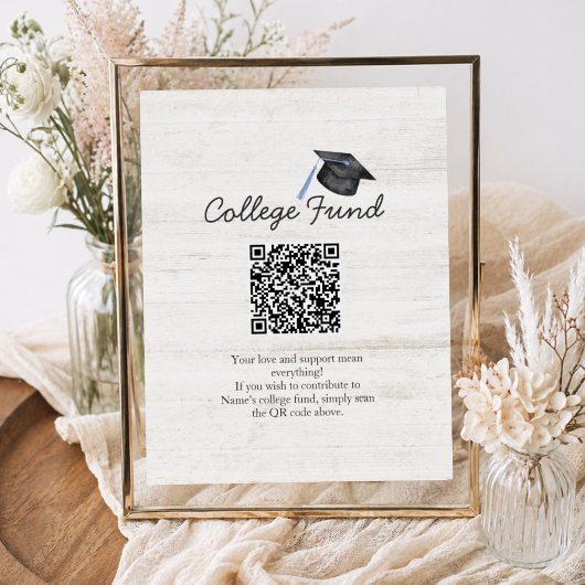 Rustic College Fonds Afstudeer QR Code Poster