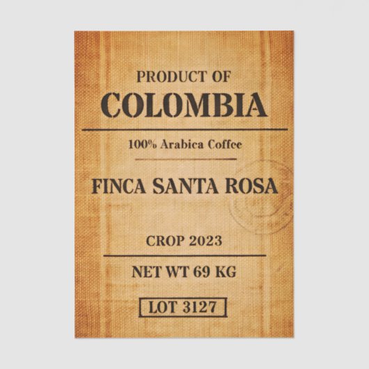 Rustic Colombian Coffee Burlap Sack FC6 Decoupage Tissuepapier (Voorkant)