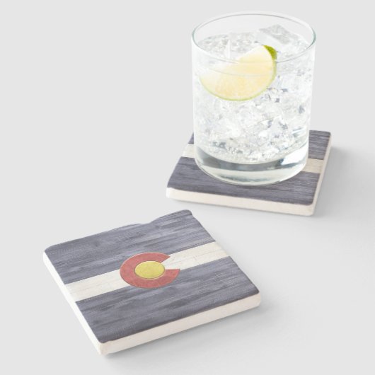 Rustic Colorado Flag Stenen Onderzetter (Zijkant)