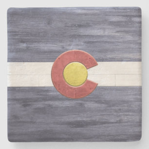Rustic Colorado Flag Stenen Onderzetter