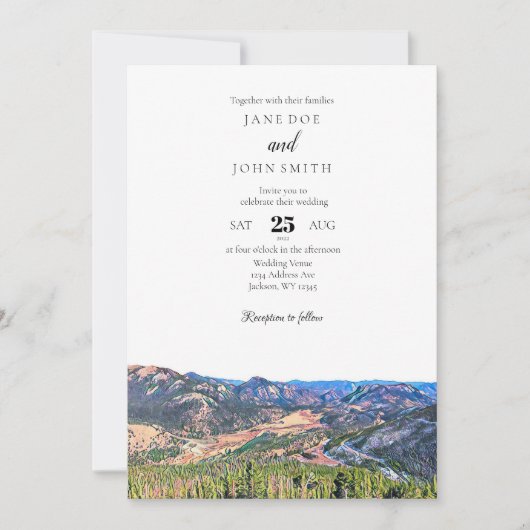 Rustic Colorado Mountain Wedding Invitation Kaart (Voorkant)