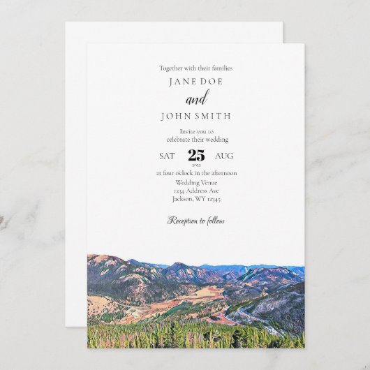 Rustic Colorado Mountain Wedding Invitation Kaart (Voorkant / Achterkant)