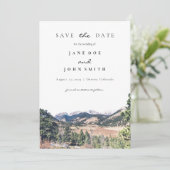 Rustic Colorado Mountains Weddenschap Save The Date (Staand voorkant)