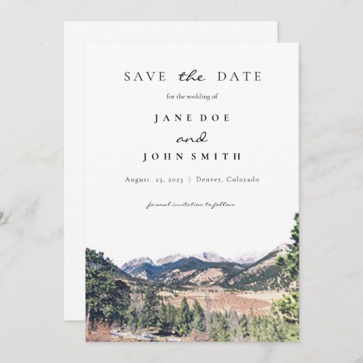 Rustic Colorado Mountains Weddenschap Save The Date (Voorkant / Achterkant)